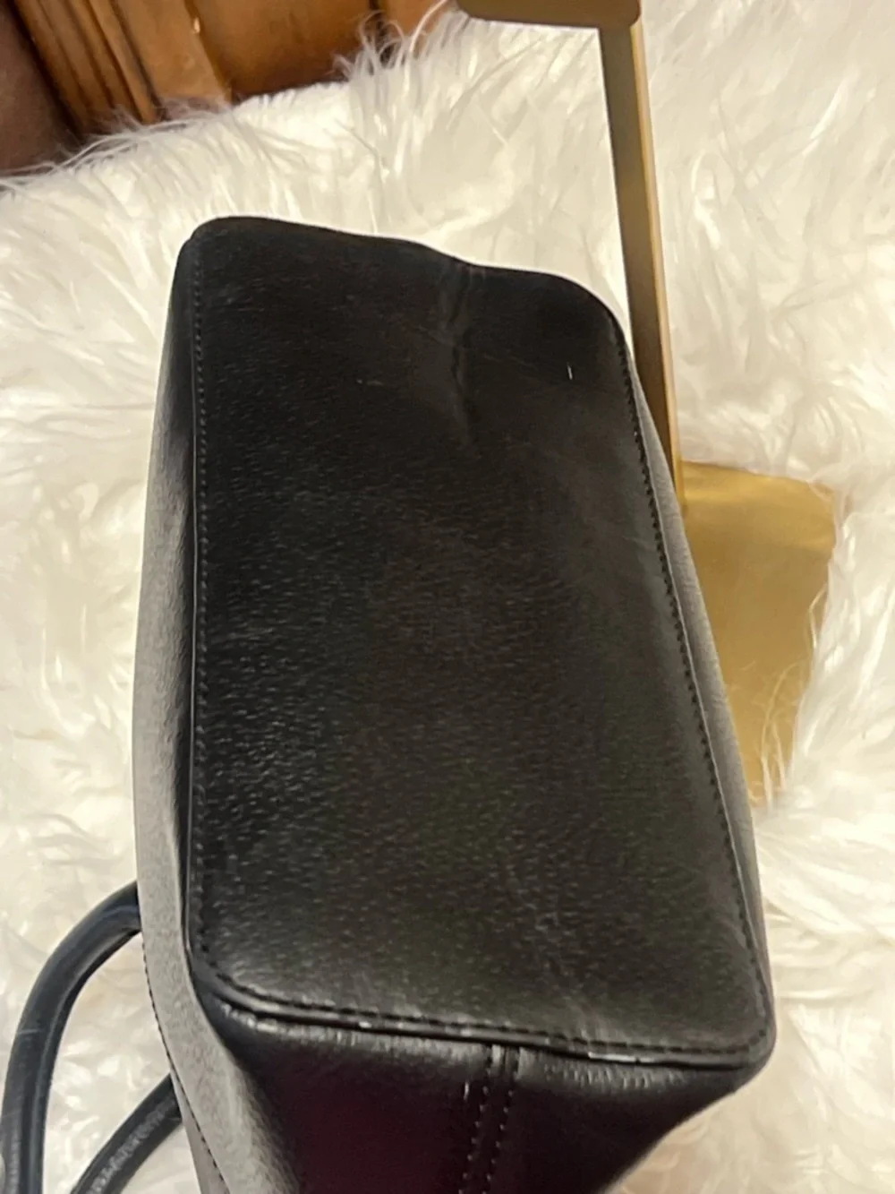 kate spade black leather dome satchel with gold hardware